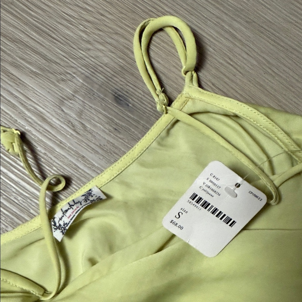 NWT Free People Square Neck Ruched Sexy Yellow Midi Dress - Picture 5 of 6